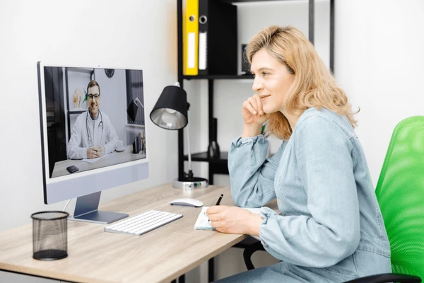 Caucasian Doctor Video Conference Call Online 600Nw 2285514241