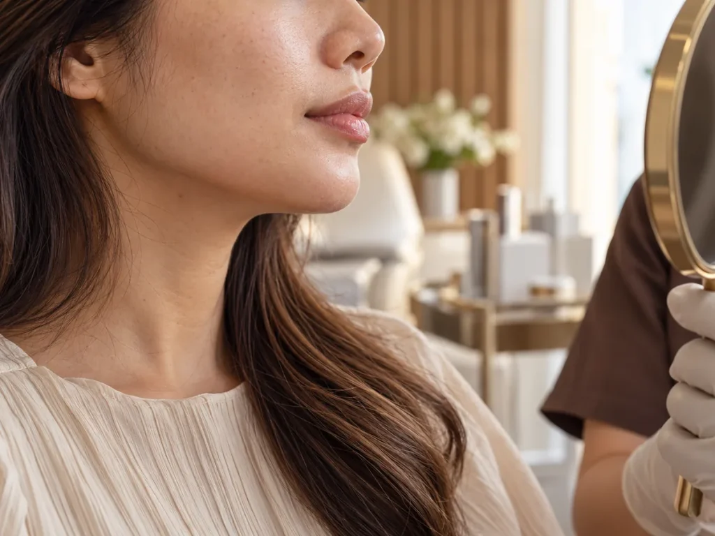 Natural cheek and jawline contour in soft window light