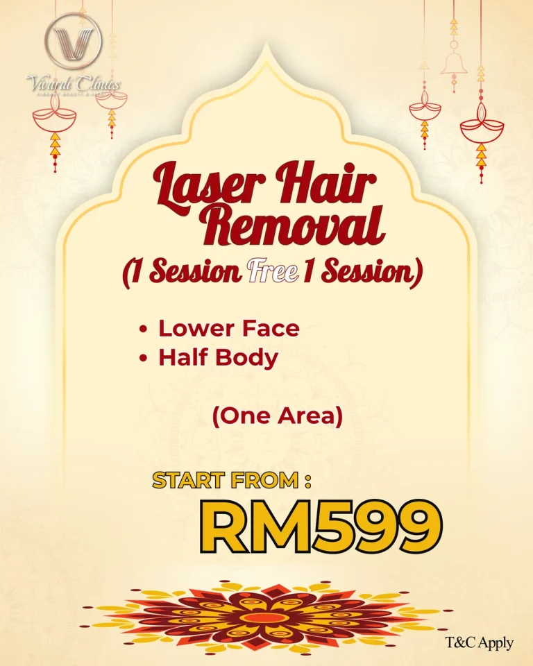 Deepavali laser hair removal offer at Vivardi Clinics: 1 session free 1 session, lower face or half body