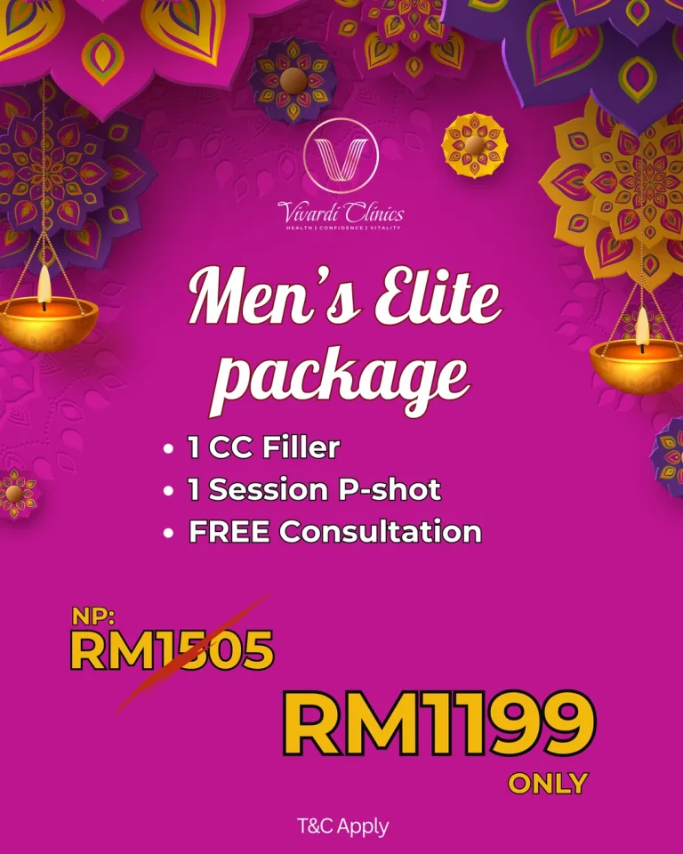 Deepavali Men's Elite Package at Vivardi Clinics: 1 CC filler, 1 session P-shot and free consultation