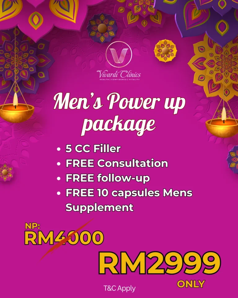 Deepavali Men's Power Up Package at Vivardi Clinics: 5 CC filler, free consultation, free follow-up and free men's supplement