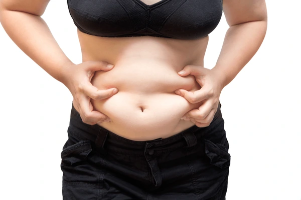 Fat woman show obese squeeze belly 600nw