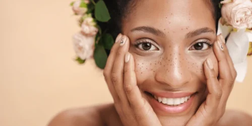 Portrait young halfnaked freckled african american 600nw