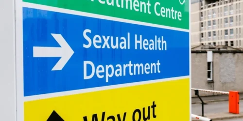Sign sexual health department outside hospital 600nw