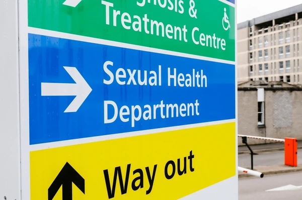 Sign sexual health department outside hospital 600nw