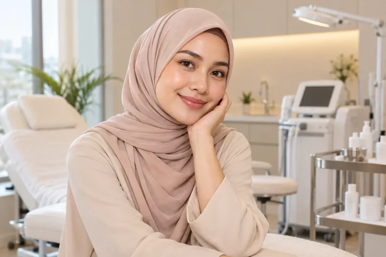 Portrait hijab girl smiling pretty muslim