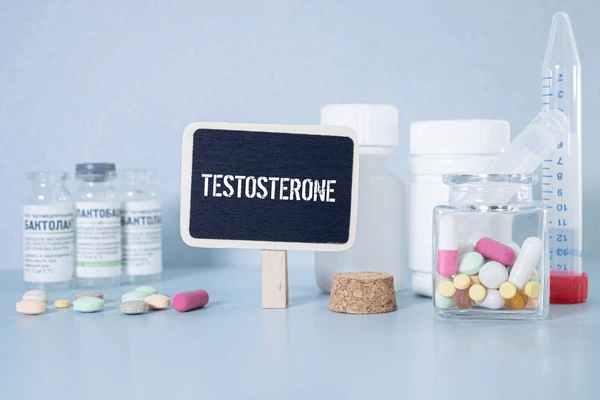 Stethoscope beside a testosterone note, representing medical monitoring