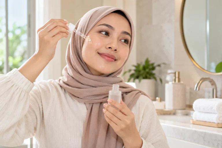 Beautiful girl facial skin care smiling