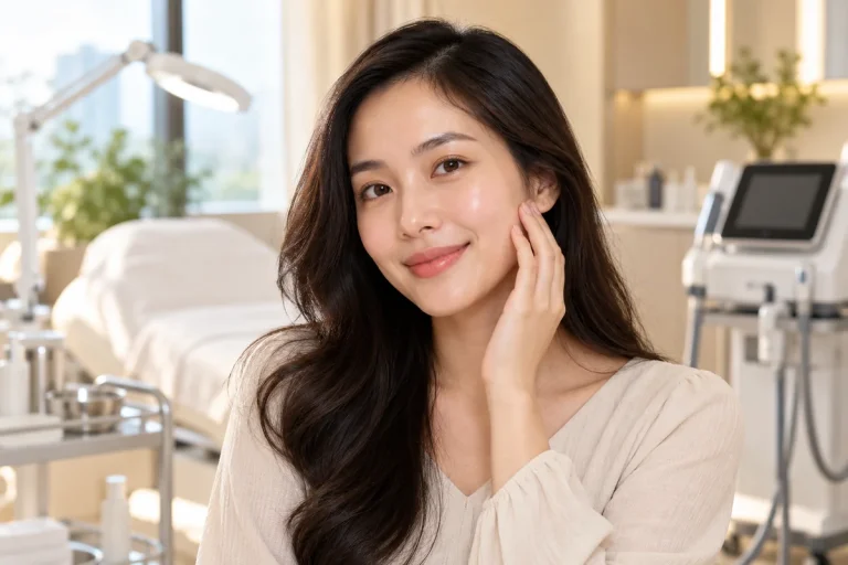 Portrait of a woman with healthy glowing skin